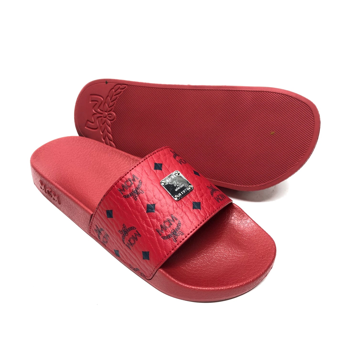 Sandals Luxury Designer By Mcm In Red, Size: 8