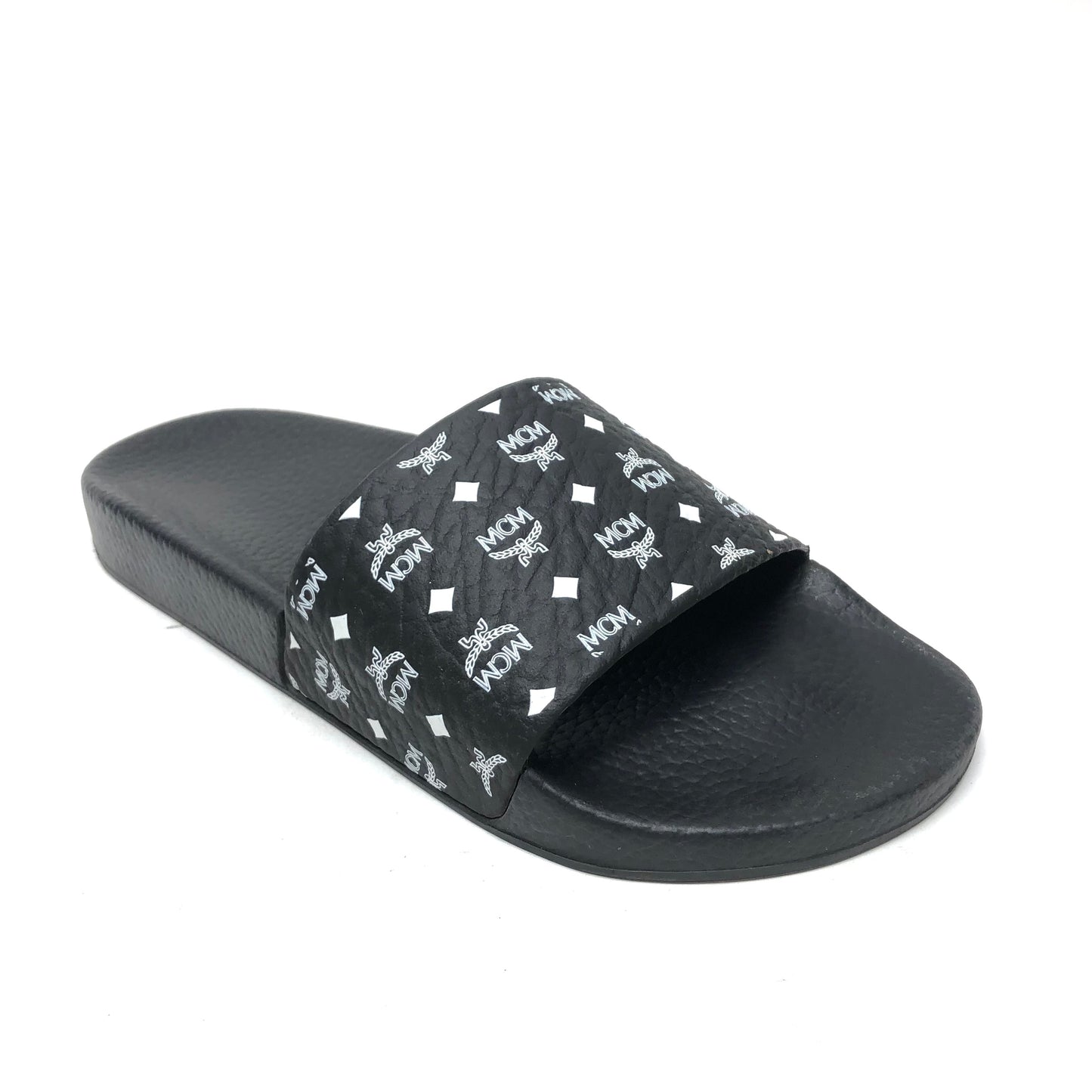 Sandals Luxury Designer By Mcm In Black & White, Size: 8