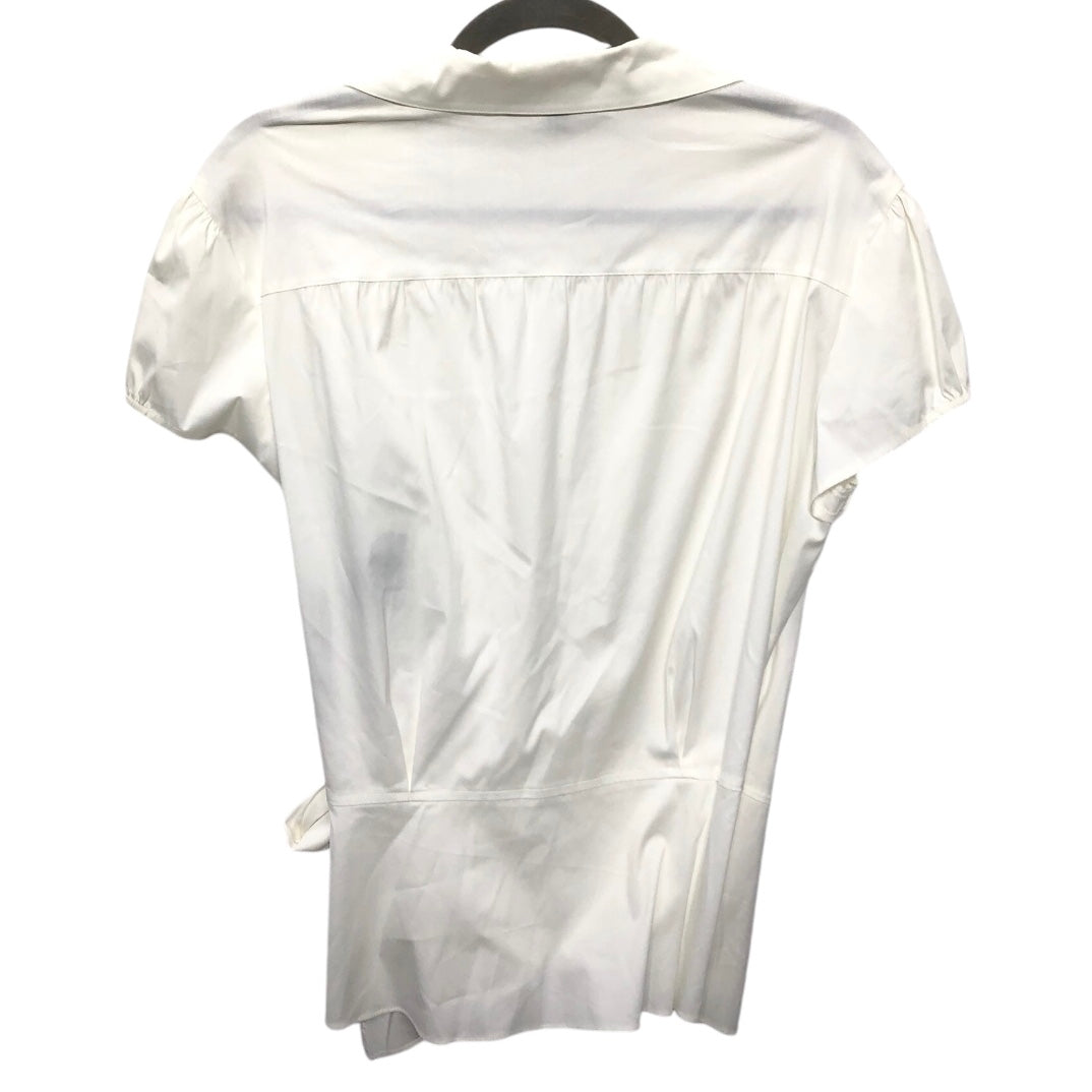 Top Short Sleeve Designer By Lafayette 148 In White, Size: 16