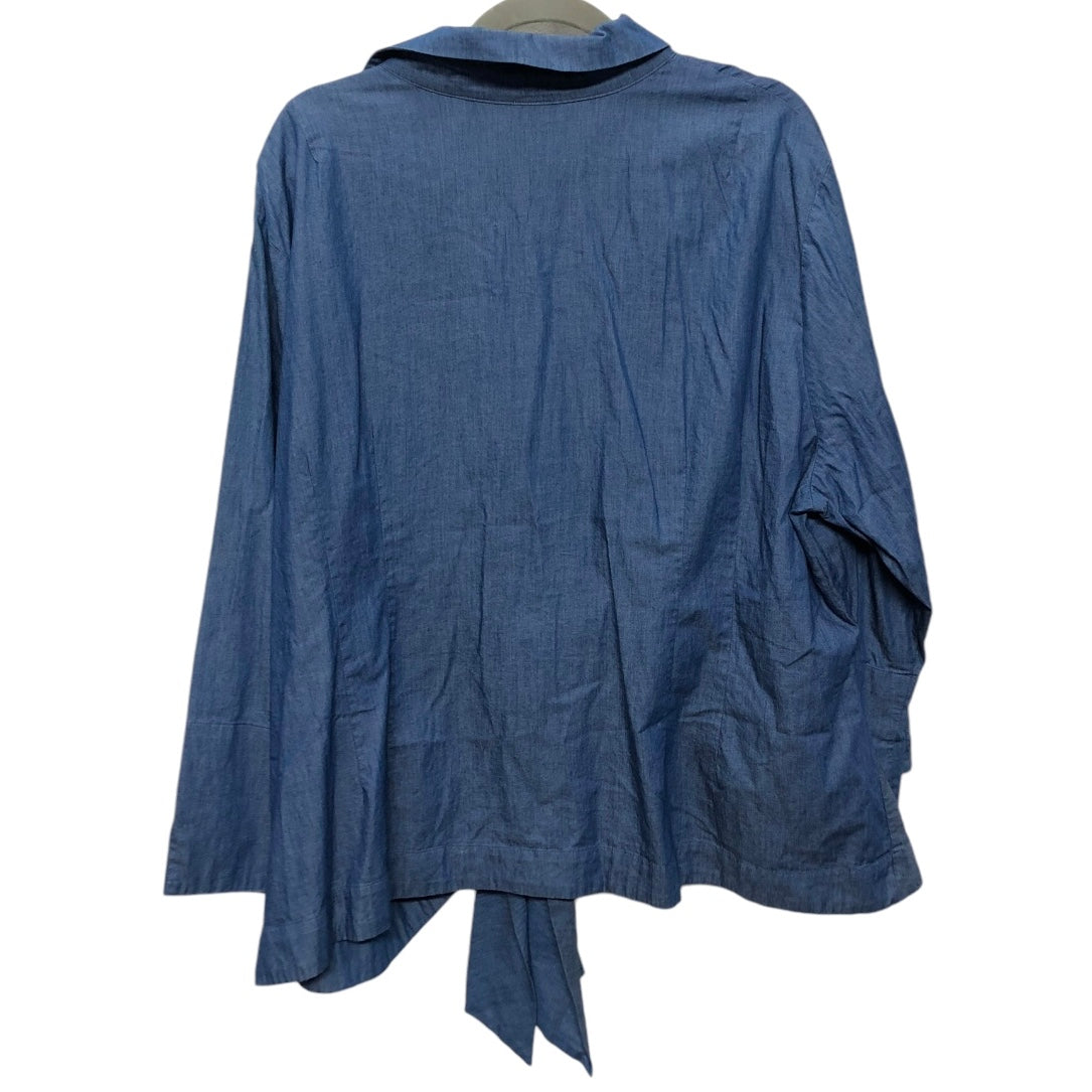 Top Long Sleeve Designer By Neiman Marcus In Blue Denim, Size: 3x