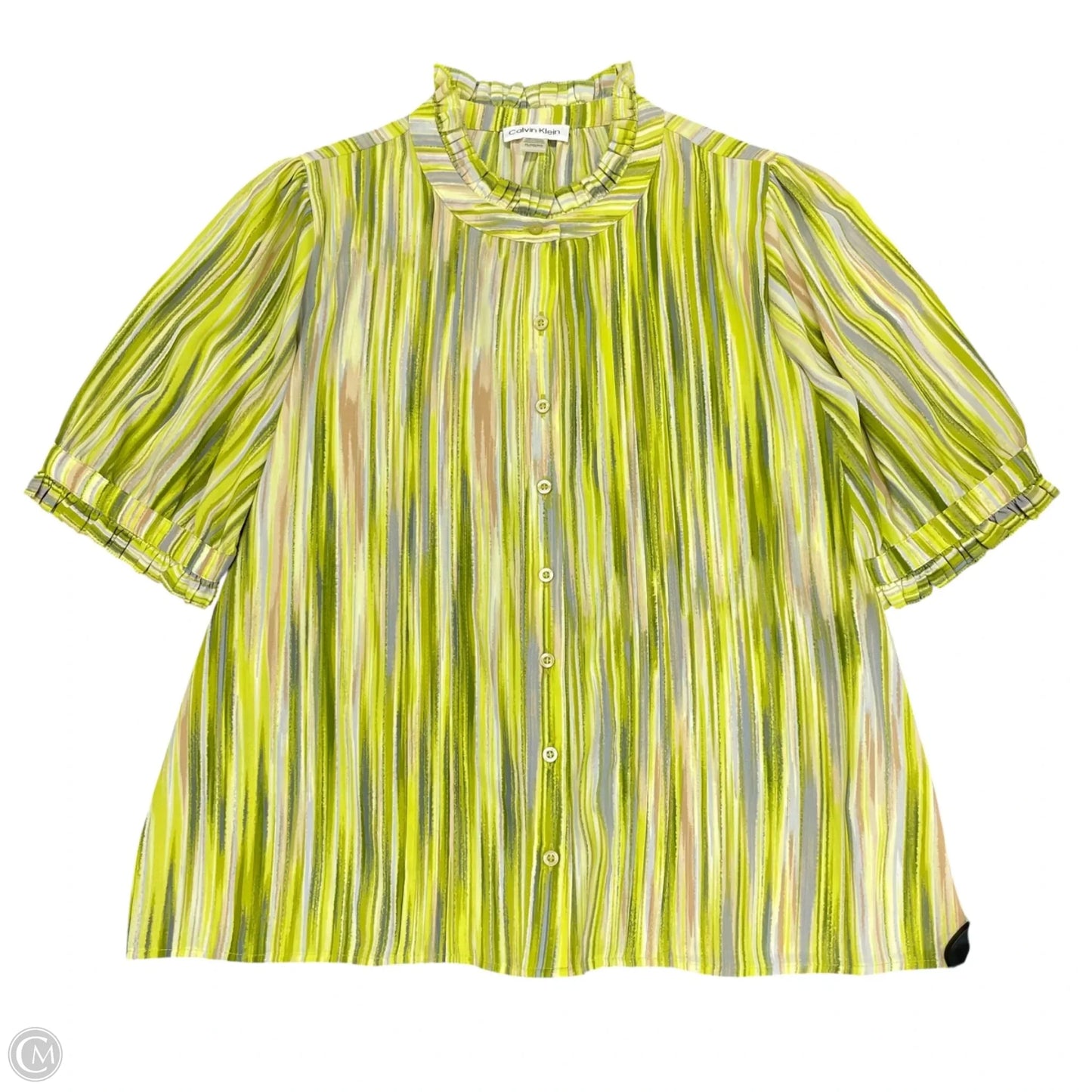 Top Short Sleeve By Calvin Klein In Green, Size: Lp