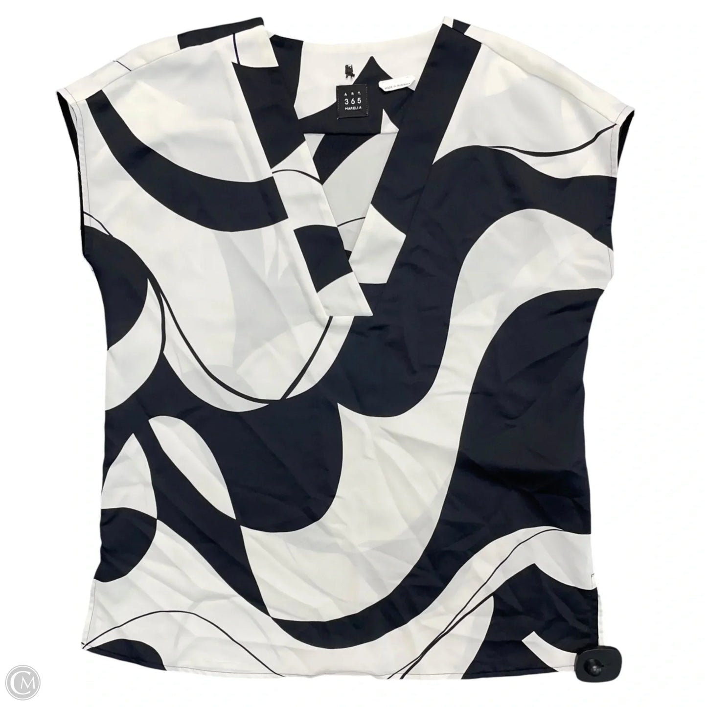 Blouse Short Sleeve By Cma In Black & White, Size: 4