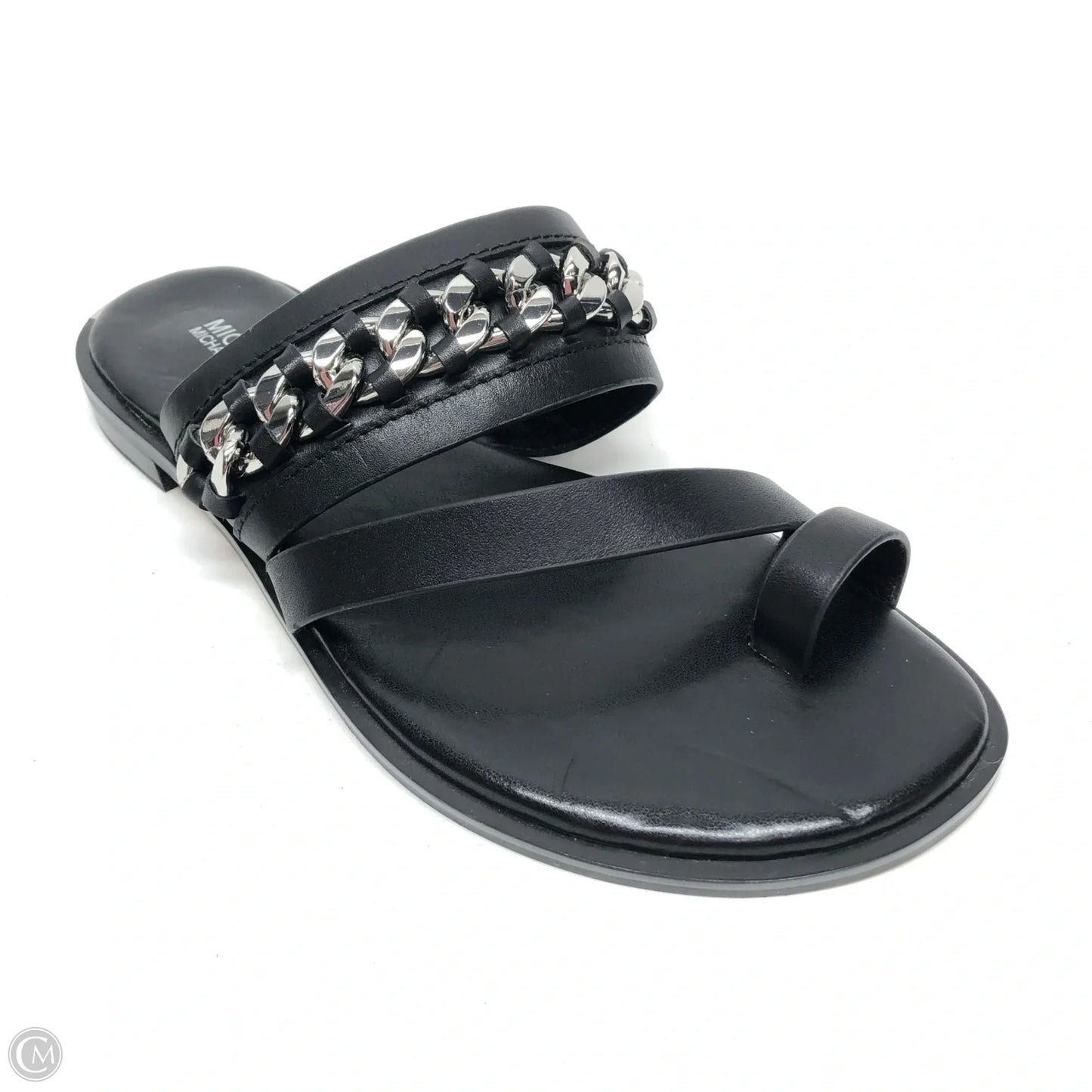 Sandals Flats By Michael By Michael Kors In Black & Silver, Size: 6.5