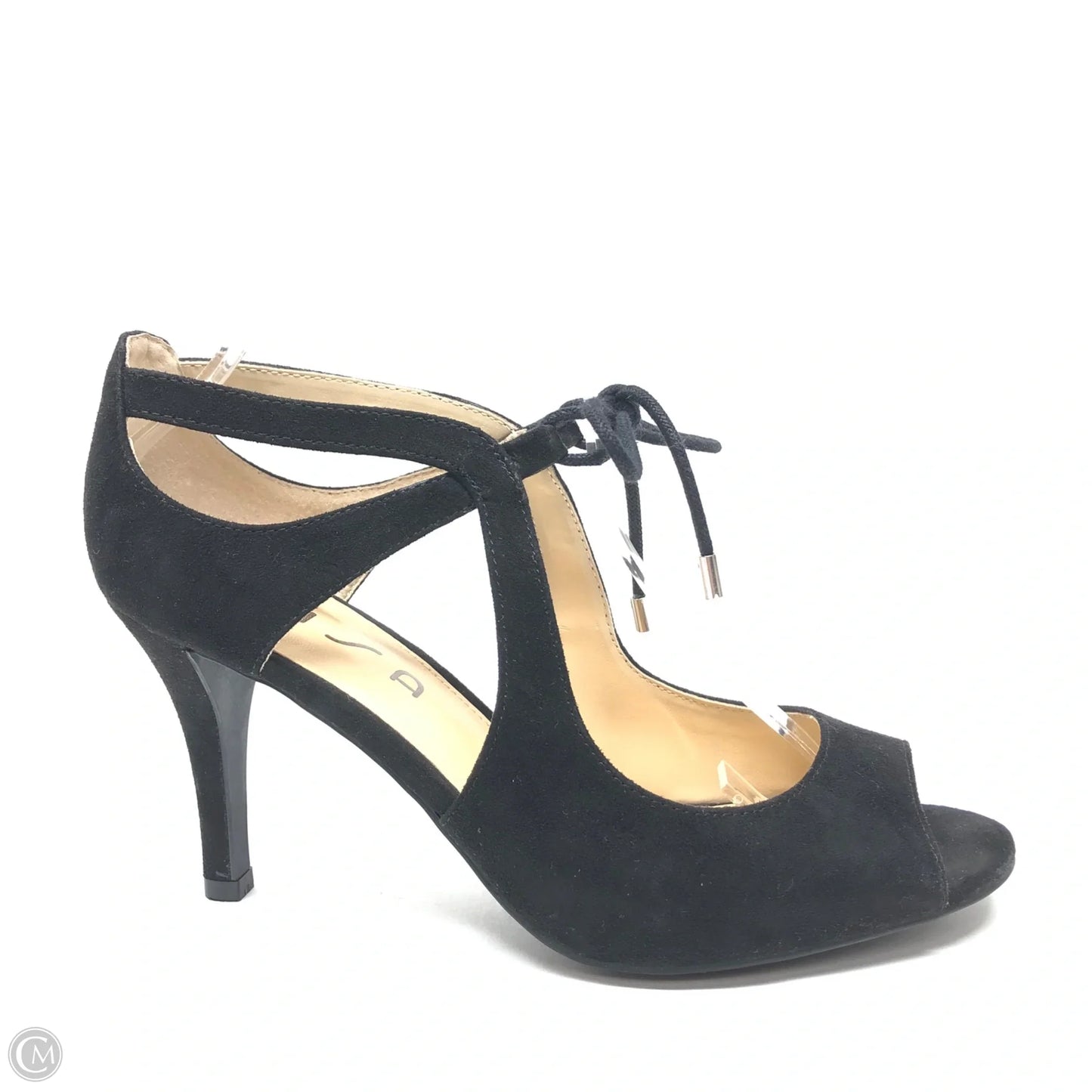 Sandals Heels Stiletto By Unisa In Black, Size: 7.5