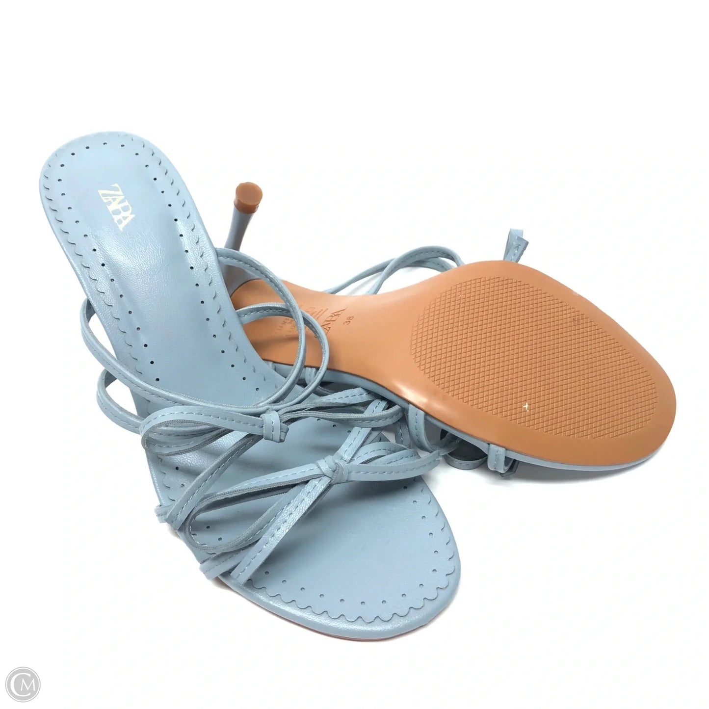 Sandals Heels Stiletto By Zara In Blue, Size: 7.5