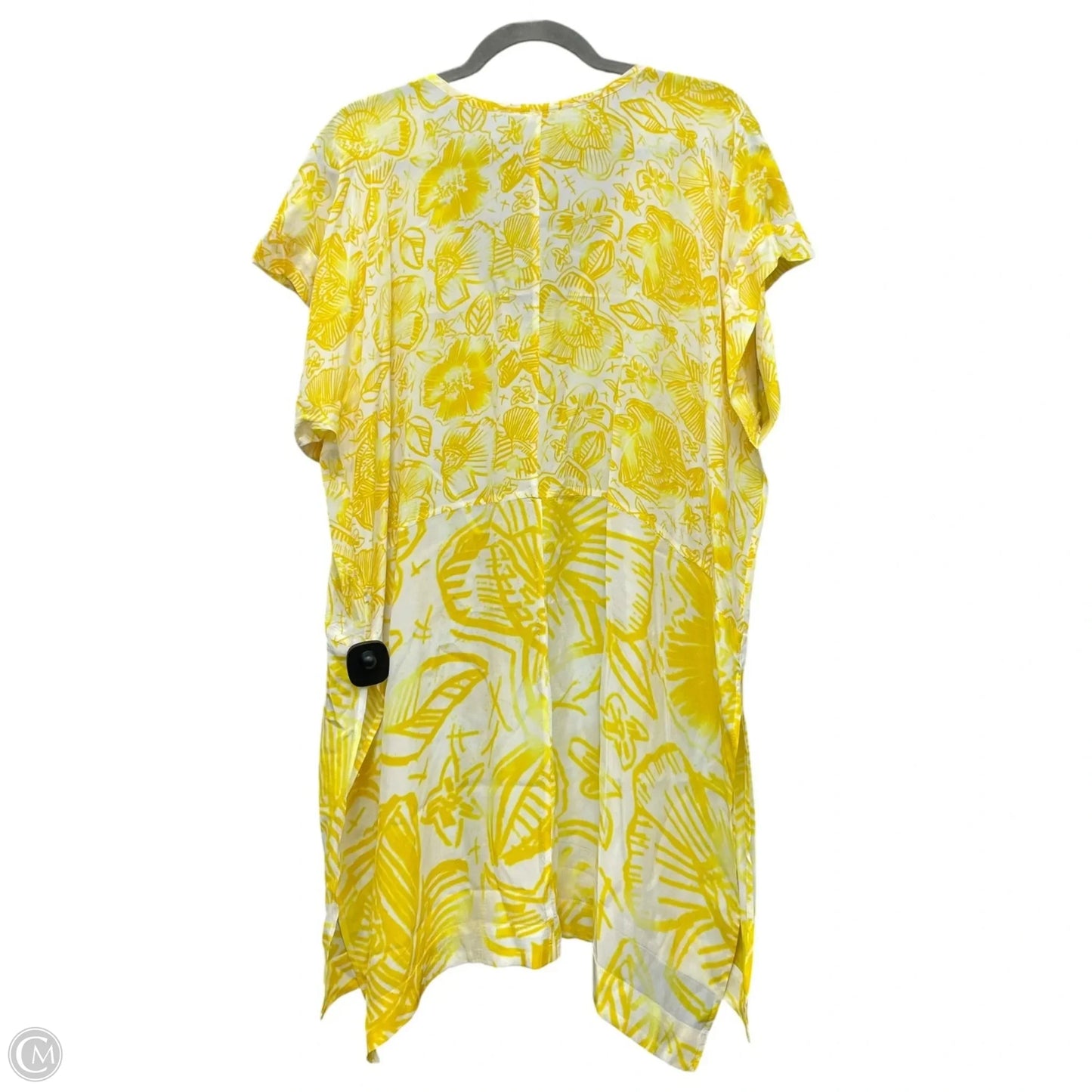 Tunic Short Sleeve By Anthropologie In White & Yellow, Size: S
