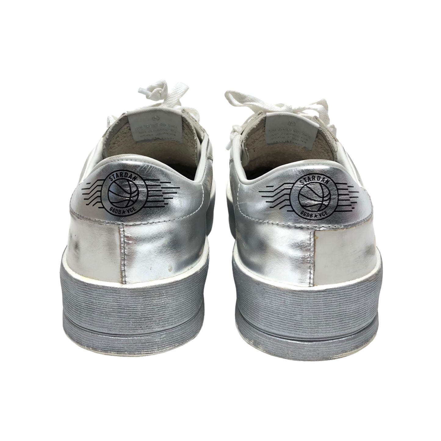 Silver & White Shoes Luxury Designer Golden Goose, Size 10