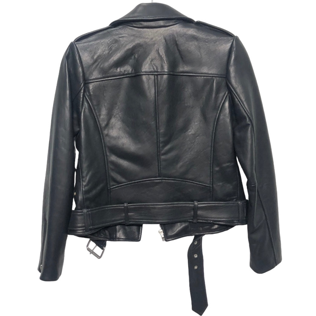 Black Jacket Moto Leather Antonio Melani, Size Xs