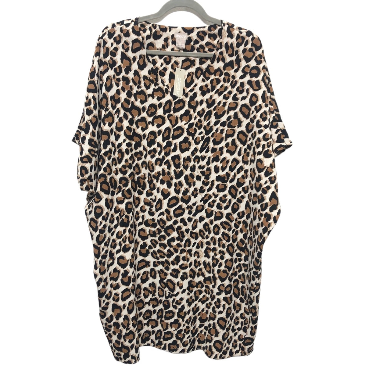 Animal Print Tunic Short Sleeve Chicos, Size 16