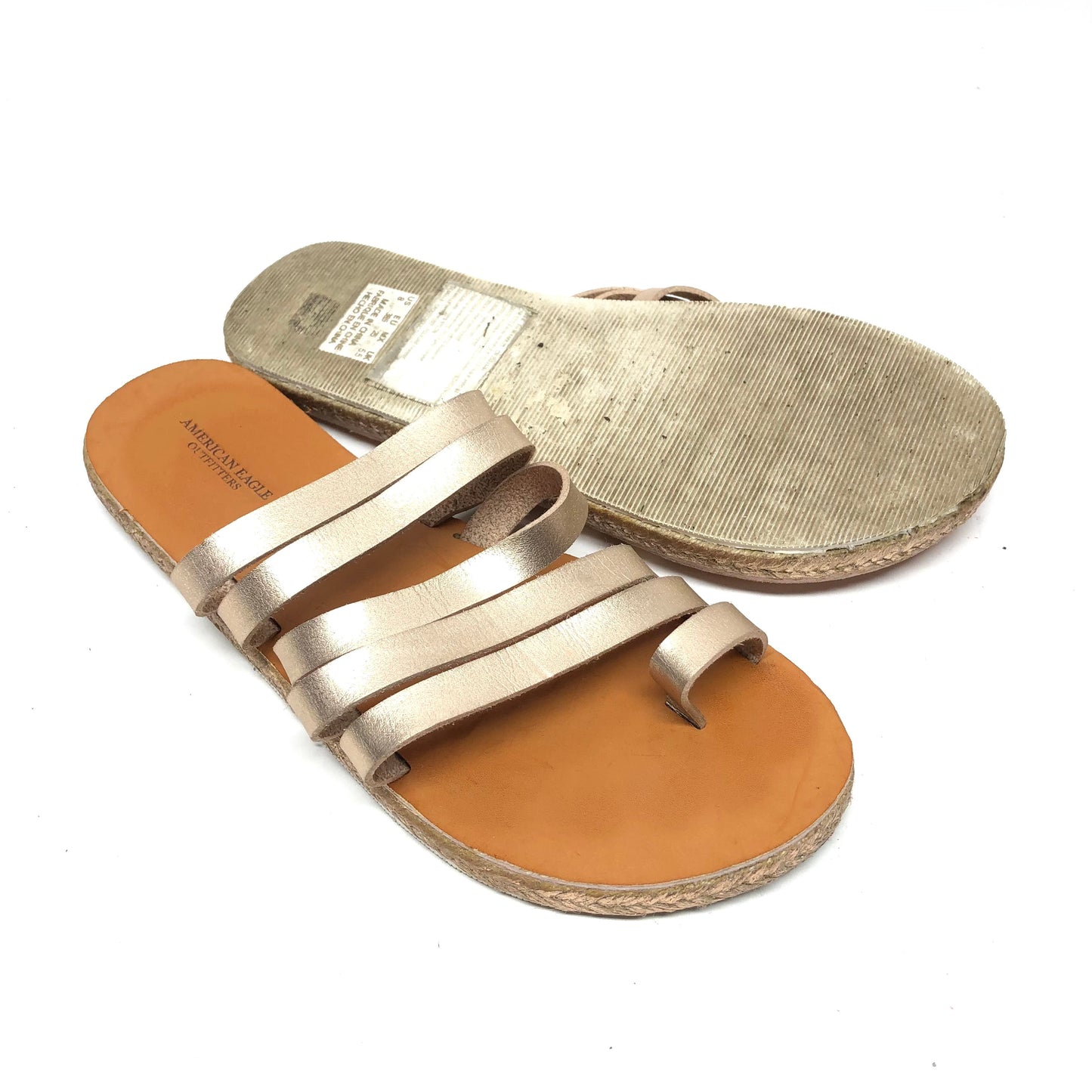 Rose Gold Sandals Flats American Eagle, Size 8