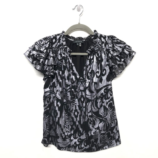 Black & Silver Blouse Short Sleeve 1.state, Size Xs