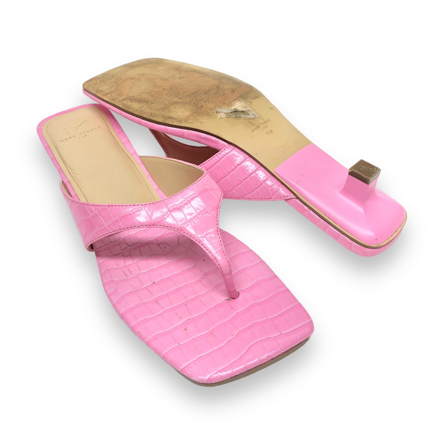 Pink Sandals Heels Kitten Marc Fisher, Size 10