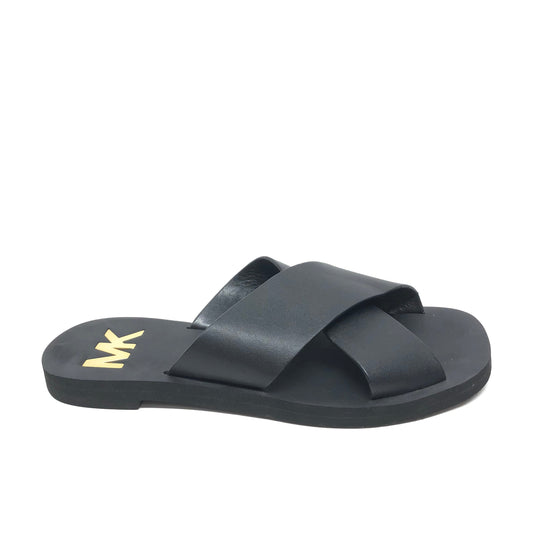 Black & Gold Sandals Flats Michael By Michael Kors, Size 6.5