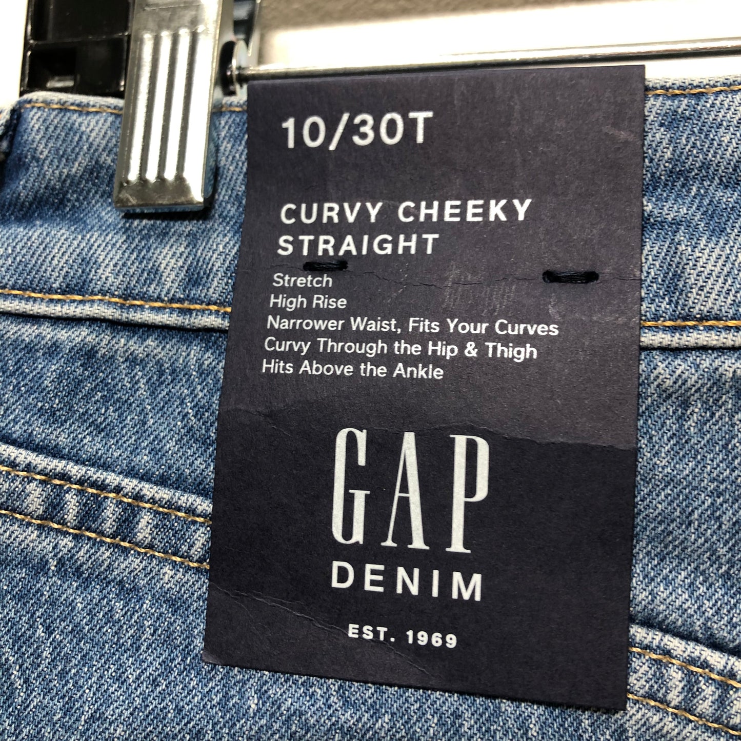 Blue Denim Jeans Straight Gap, Size 10