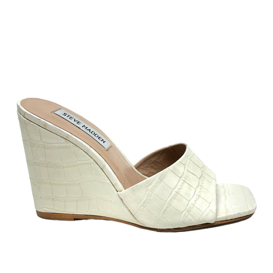 Cream Sandals Heels Wedge Steve Madden, Size 6.5
