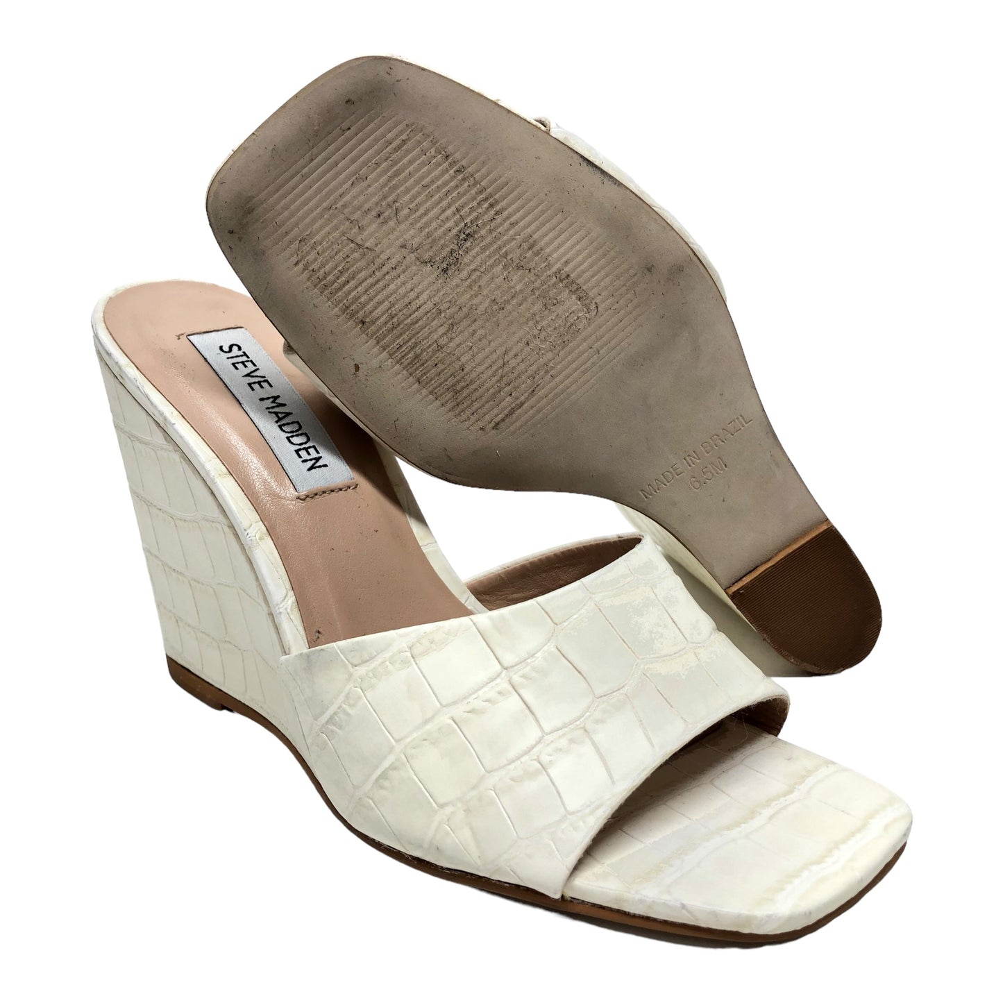 Cream Sandals Heels Wedge Steve Madden, Size 6.5