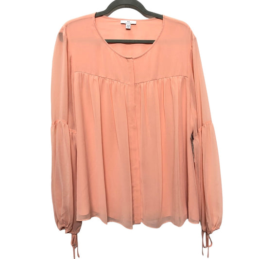 Blouse Long Sleeve By H For Halston In Pink, Size: Xl