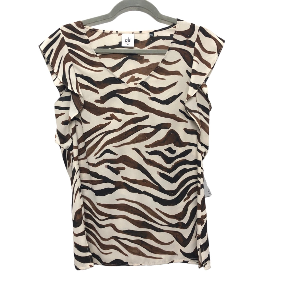 Top Short Sleeve By Cabi In Animal Print, Size: Xs