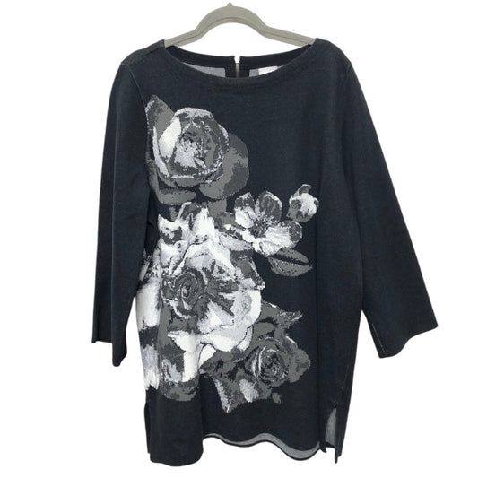 Top 3/4 Sleeve By Chicos In Black & White, Size: Xl