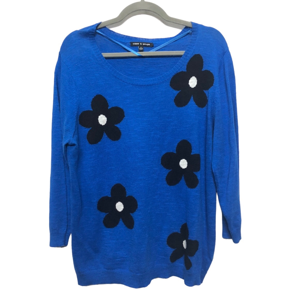 Sweater By Cable And Gauge In Black & Blue, Size: Xl