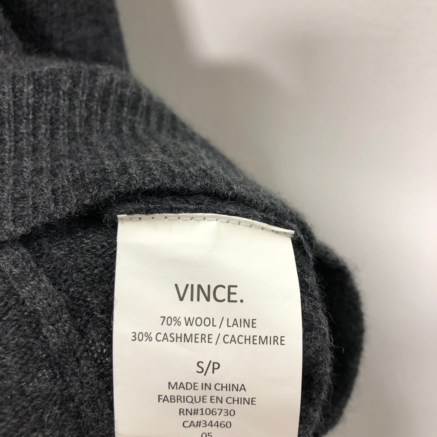 Sweater Short Sleeve By Vince In Grey, Size: S