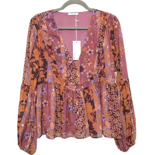 Blouse Long Sleeve By Clothes Mentor In Purple, Size: S