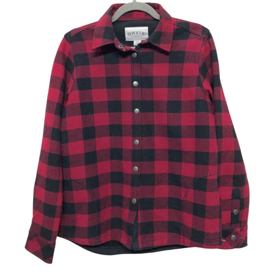 Jacket Shirt By Orvis In Black & Red, Size: S