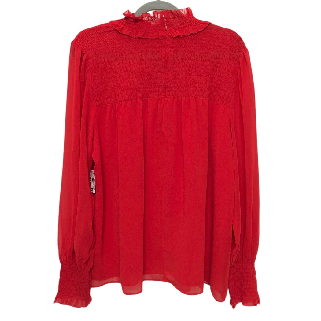 Blouse Long Sleeve By Ann Taylor In Red, Size: L