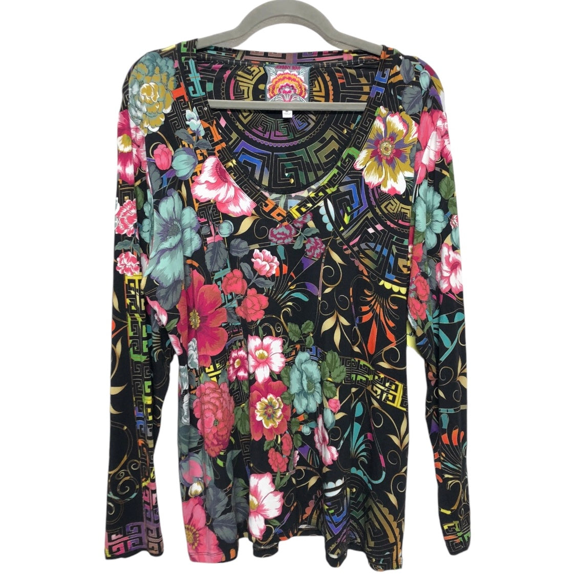 Top Long Sleeve By Johnny Was In Multi-colored, Size: Xl