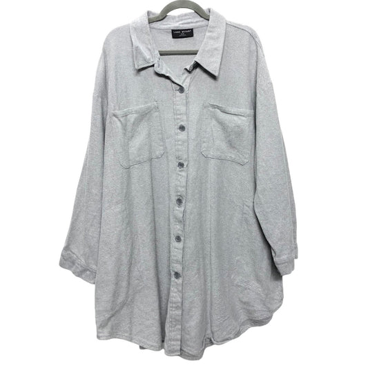 Jacket Shirt By Lane Bryant In Grey & White, Size: 26