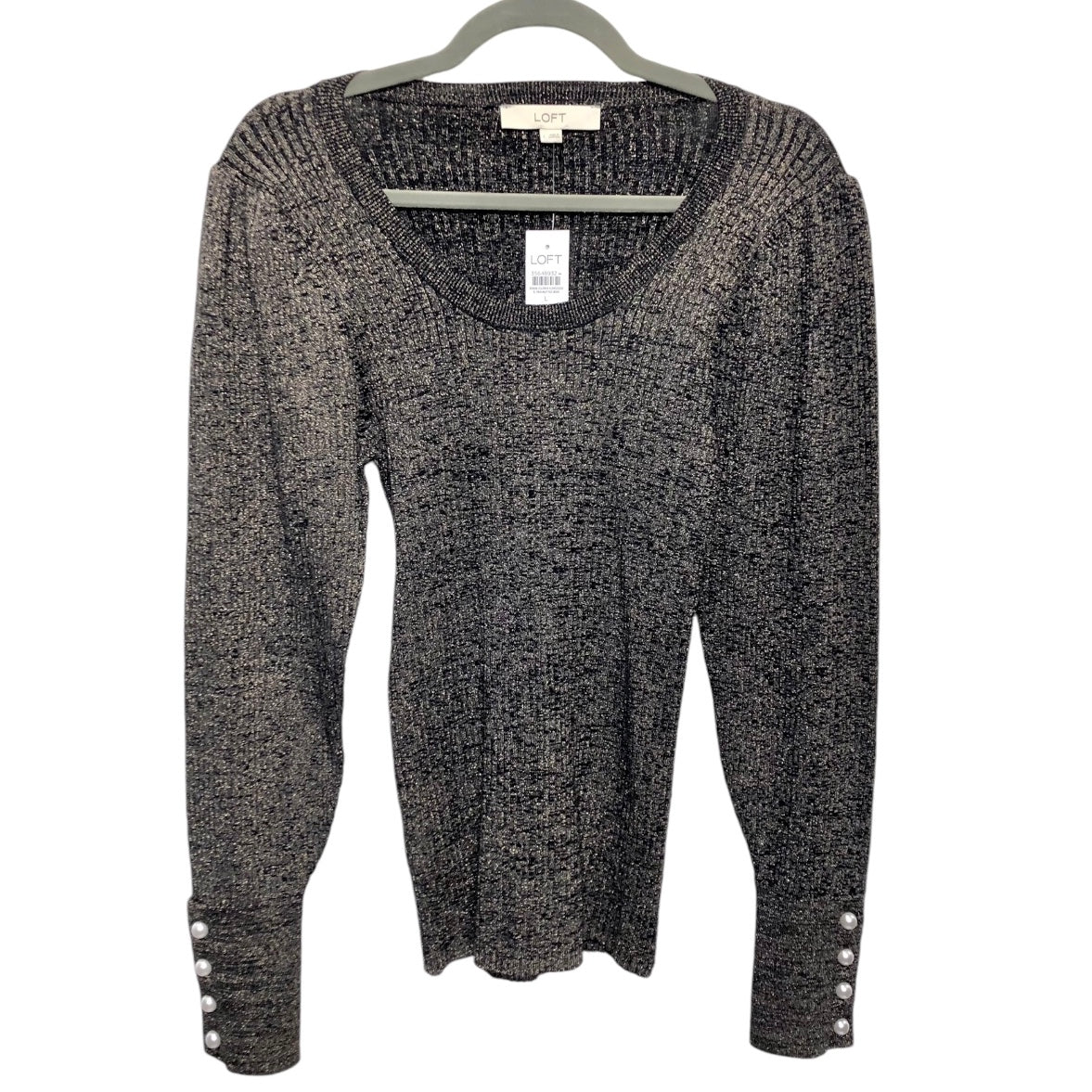 Sweater By Loft In Black & Gold, Size: L