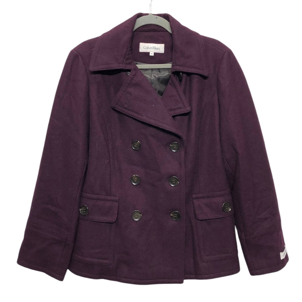 Coat Peacoat By Calvin Klein In Purple, Size: 12p