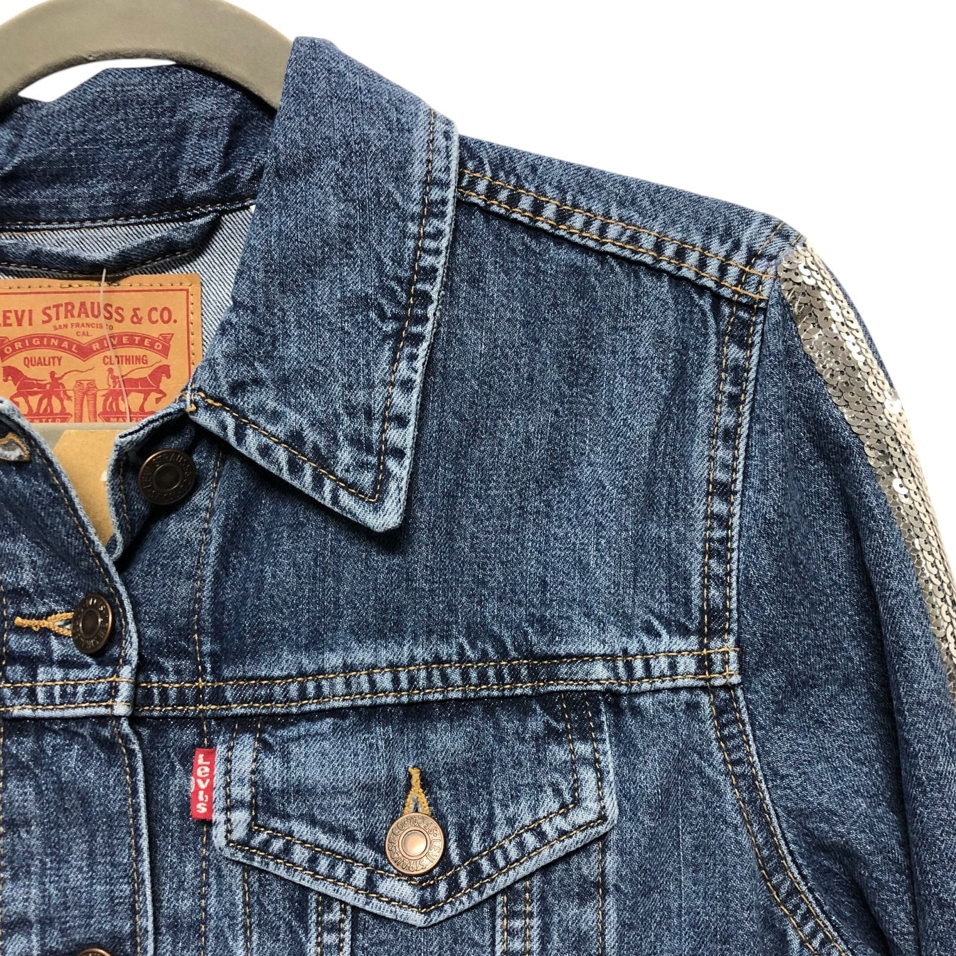 Jacket Denim By Levis In Blue Denim, Size: L