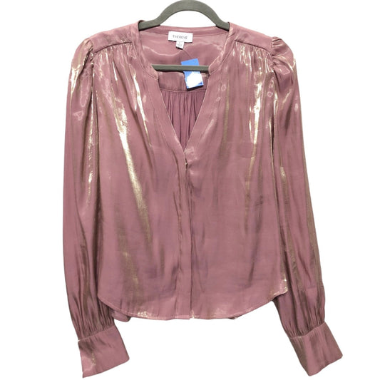 Blouse Long Sleeve By Evereve In Pink, Size: L