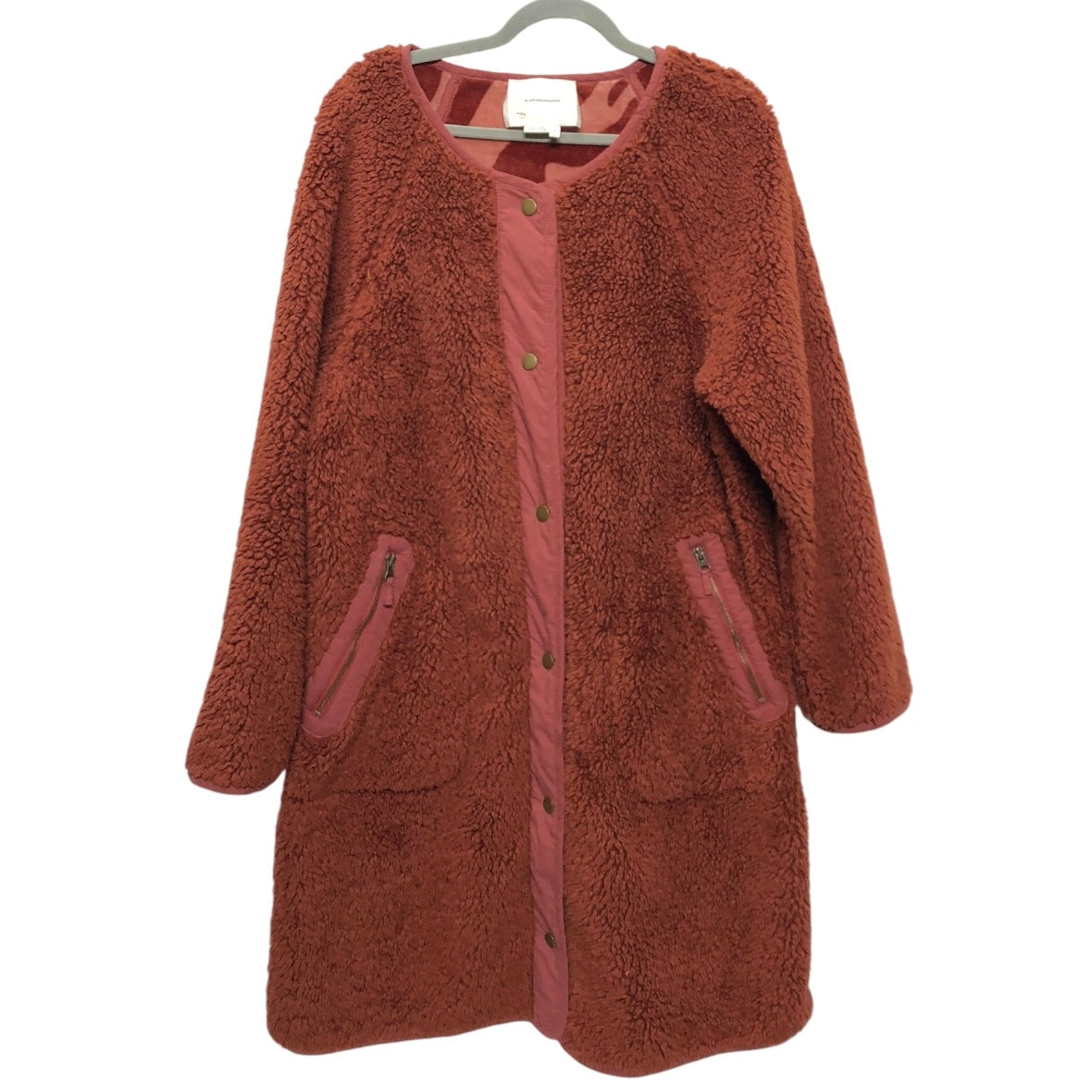 Coat Faux Fur & Sherpa By Anthropologie In Orange & Pink, Size: M