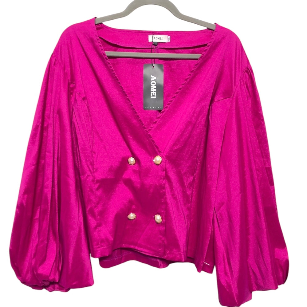 Blouse Long Sleeve By Cmf In Pink, Size: 4x