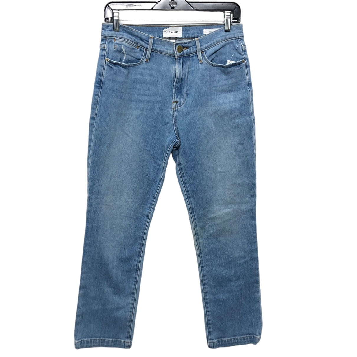 Jeans Straight By Frame In Blue Denim, Size: 8