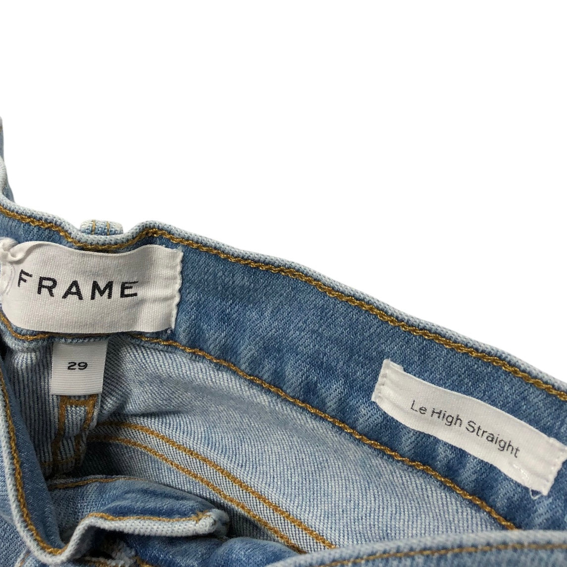 Jeans Straight By Frame In Blue Denim, Size: 8