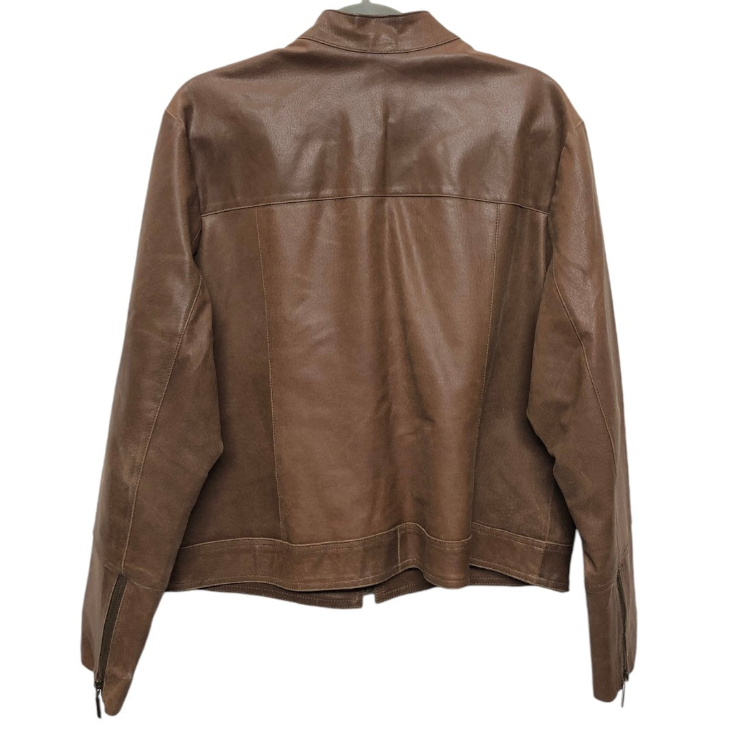 Jacket Leather By Ruff Hewn In Brown, Size: Xl