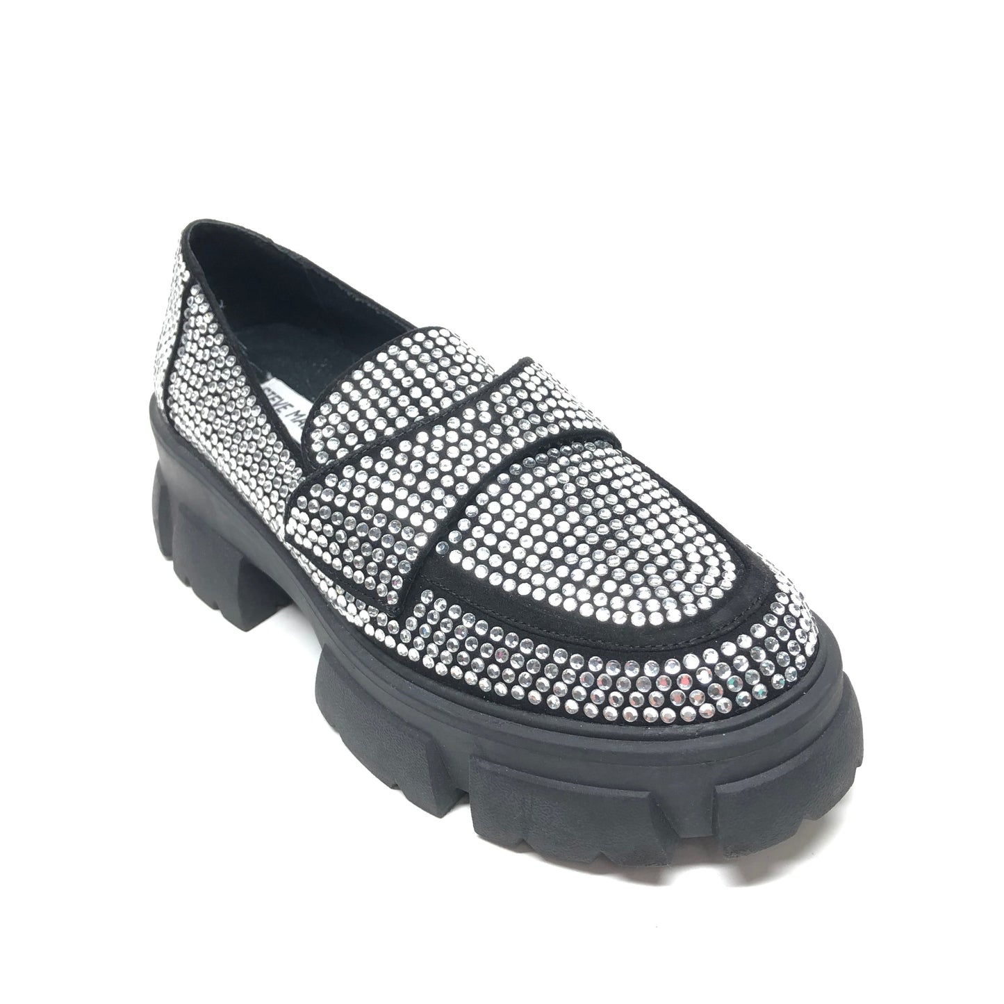 Shoes Heels Block By Steve Madden In Black & Silver, Size: 8