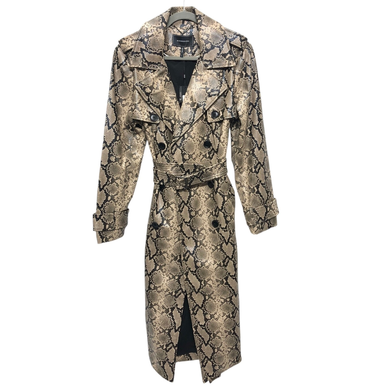 Coat Trench Coat By Bcbgmaxazria In Snakeskin Print, Size: L