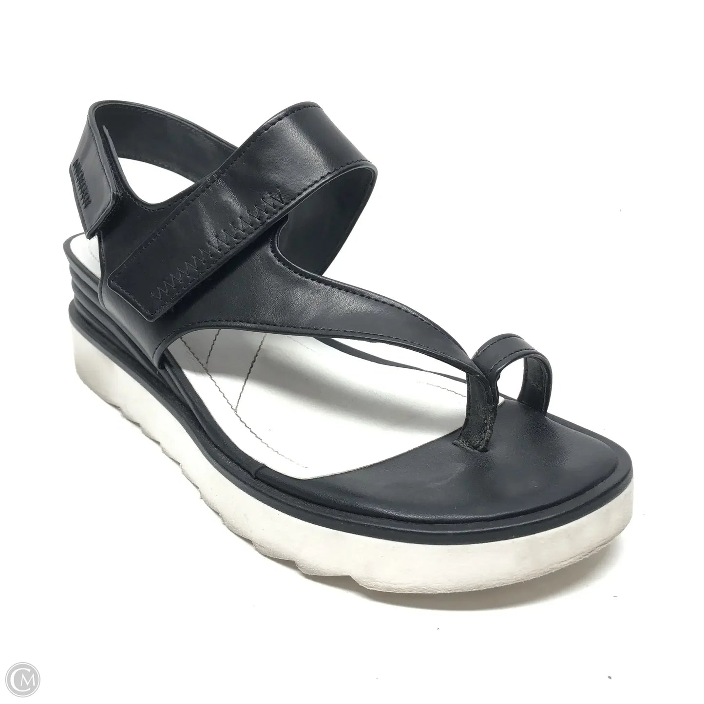 Sandals Heels Wedge By Franco Sarto In Black & White, Size: 8