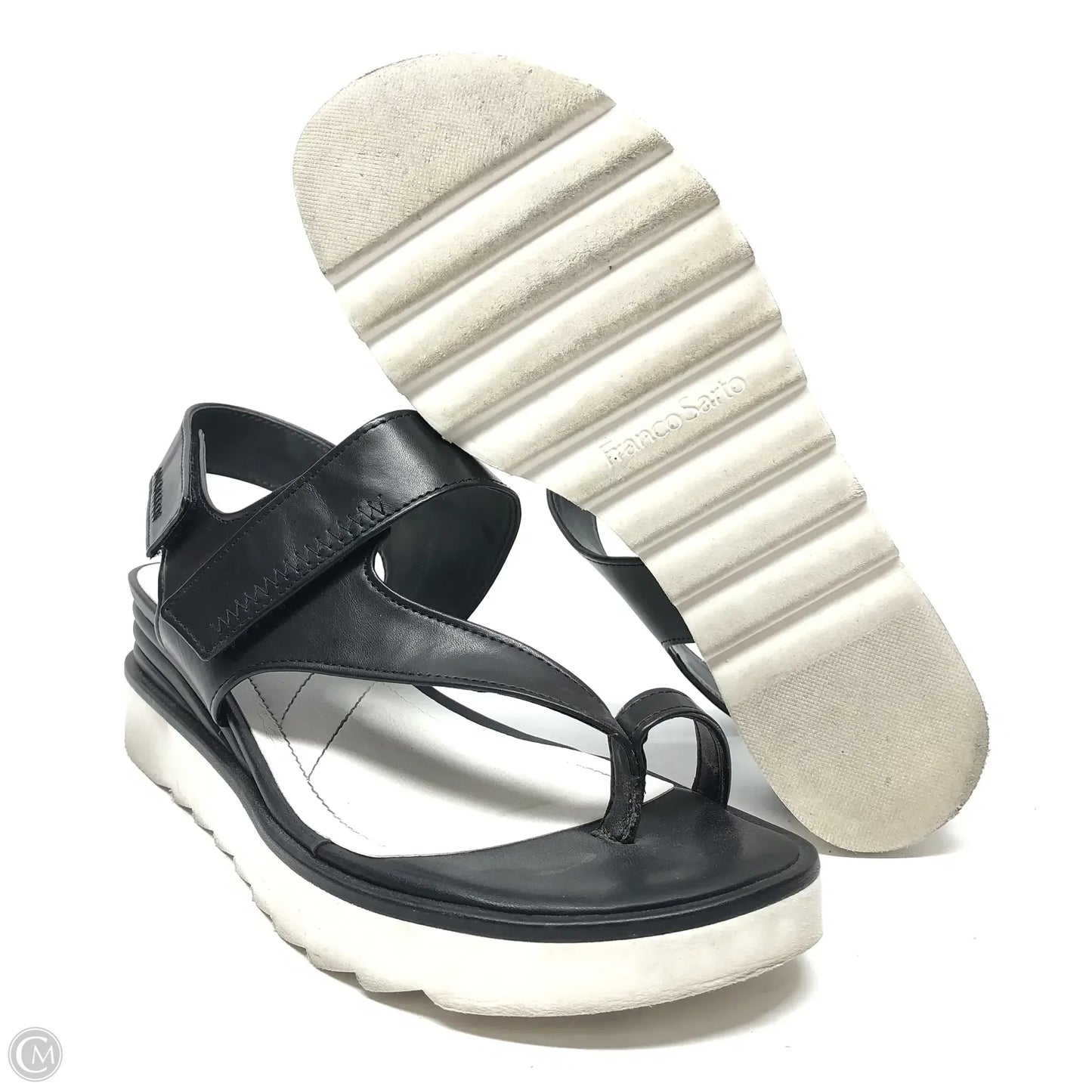 Sandals Heels Wedge By Franco Sarto In Black & White, Size: 8