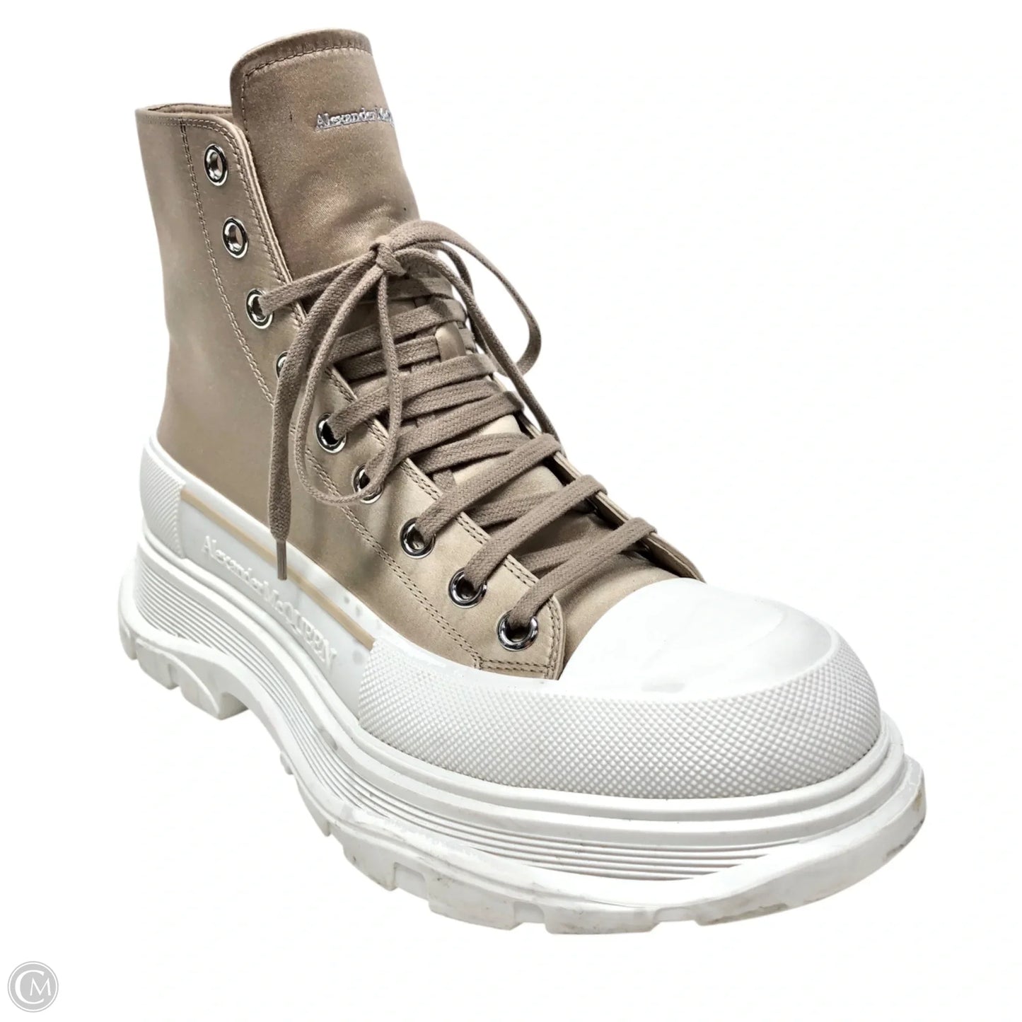 Shoes Luxury Designer By Alexander Mcqueen In Brown & White, Size: 10.5