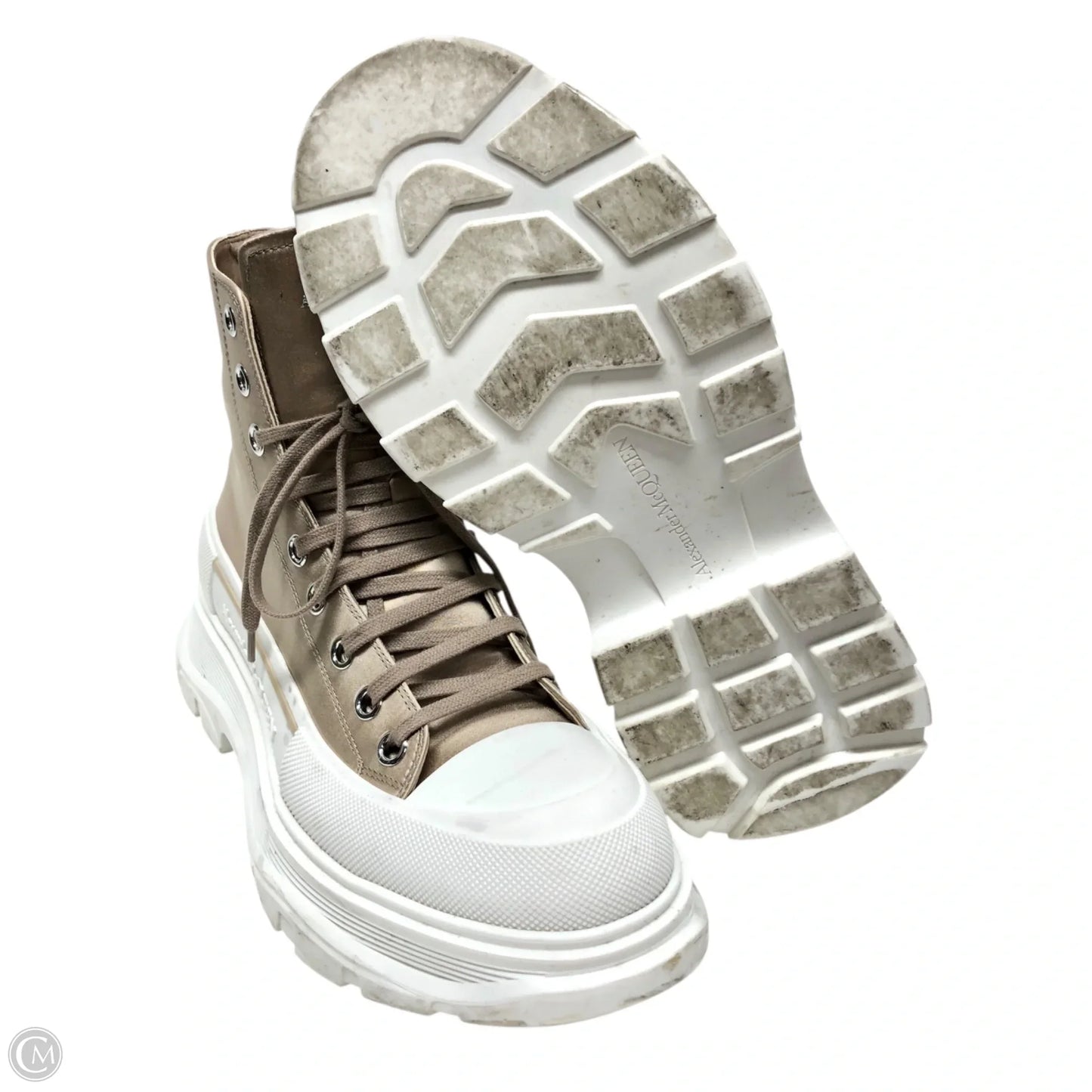 Shoes Luxury Designer By Alexander Mcqueen In Brown & White, Size: 10.5
