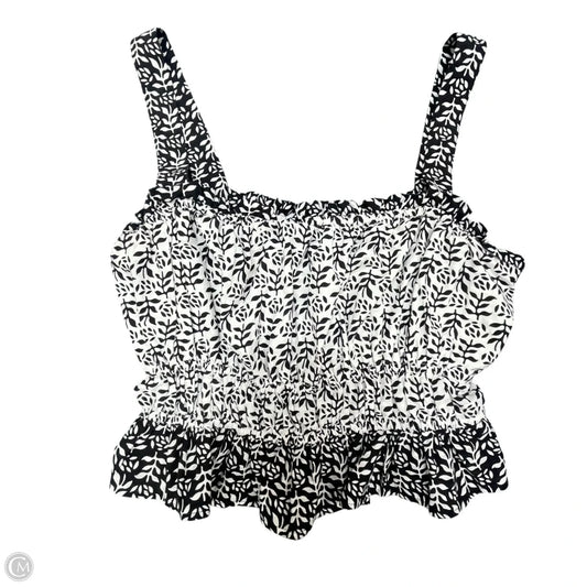Blouse Sleeveless By Loft In Black & White, Size: L