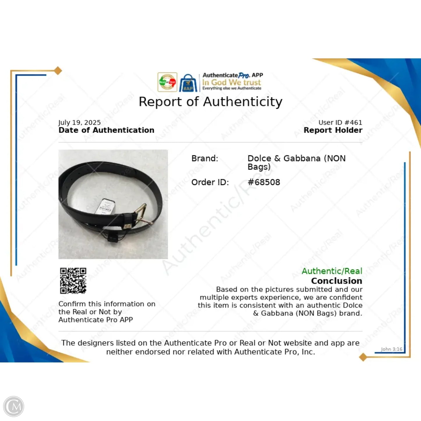 Belt Luxury Designer By Dolce And Gabbana