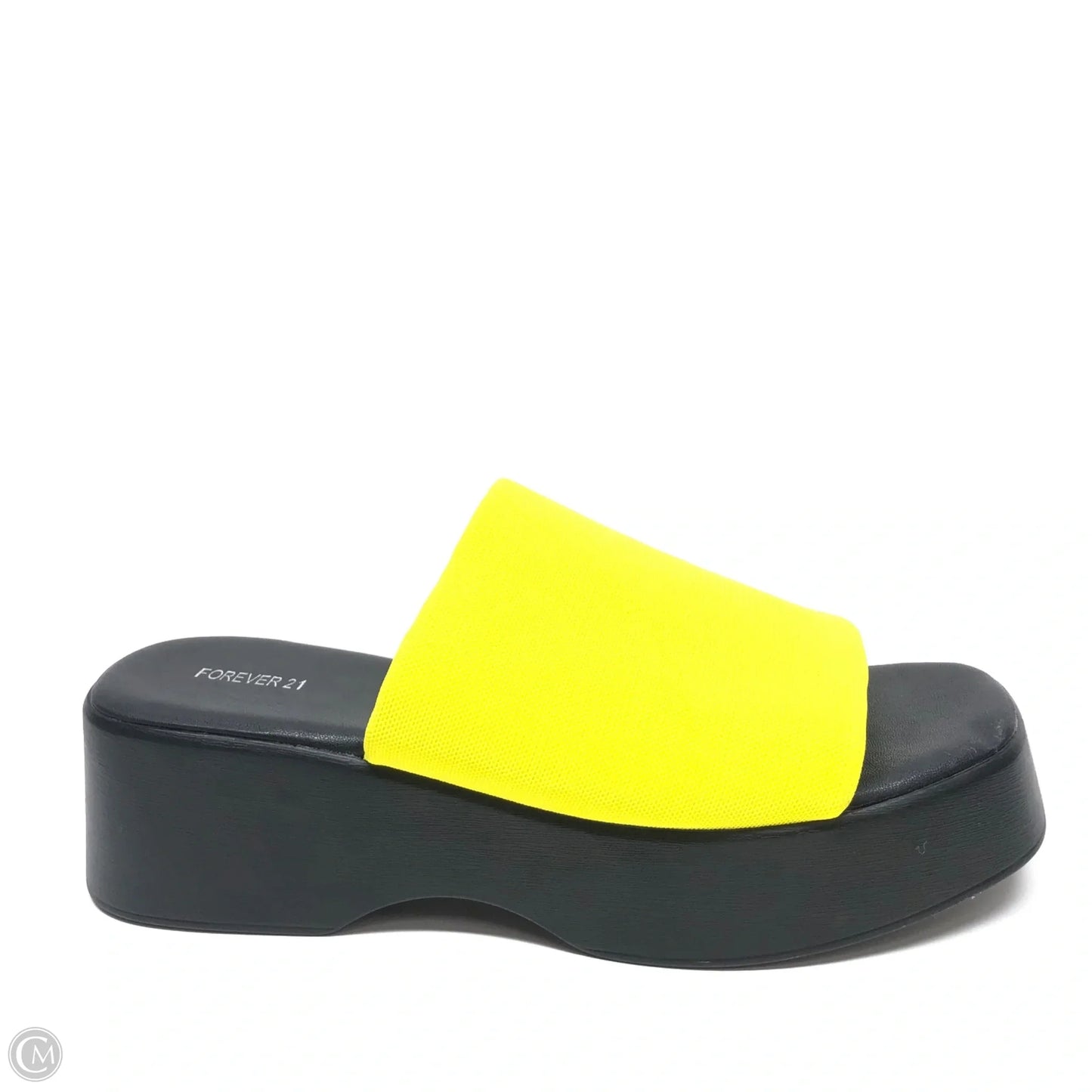 Sandals Heels Platform By Forever 21 In Black & Yellow, Size: 6.5