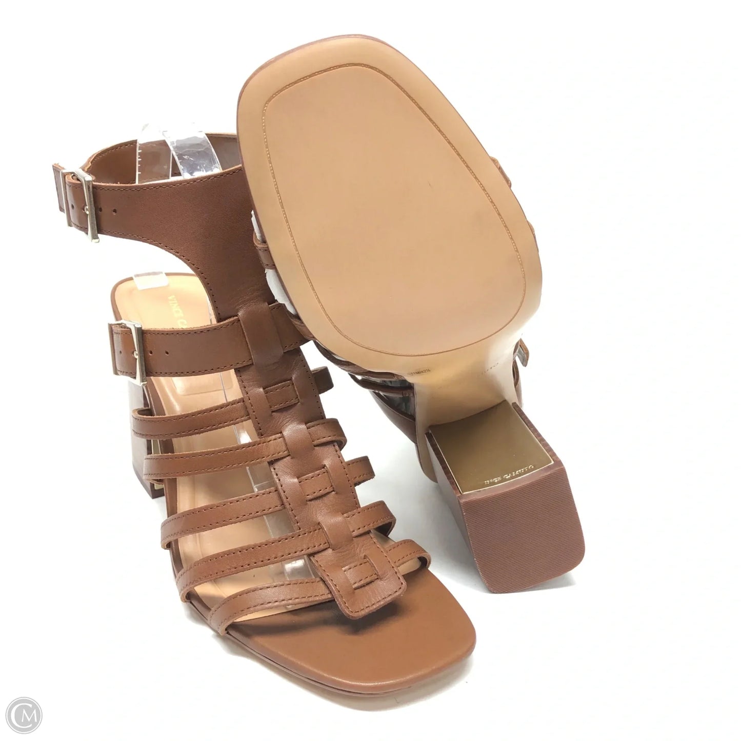 Sandals Heels Block By Vince Camuto In Brown, Size: 11
