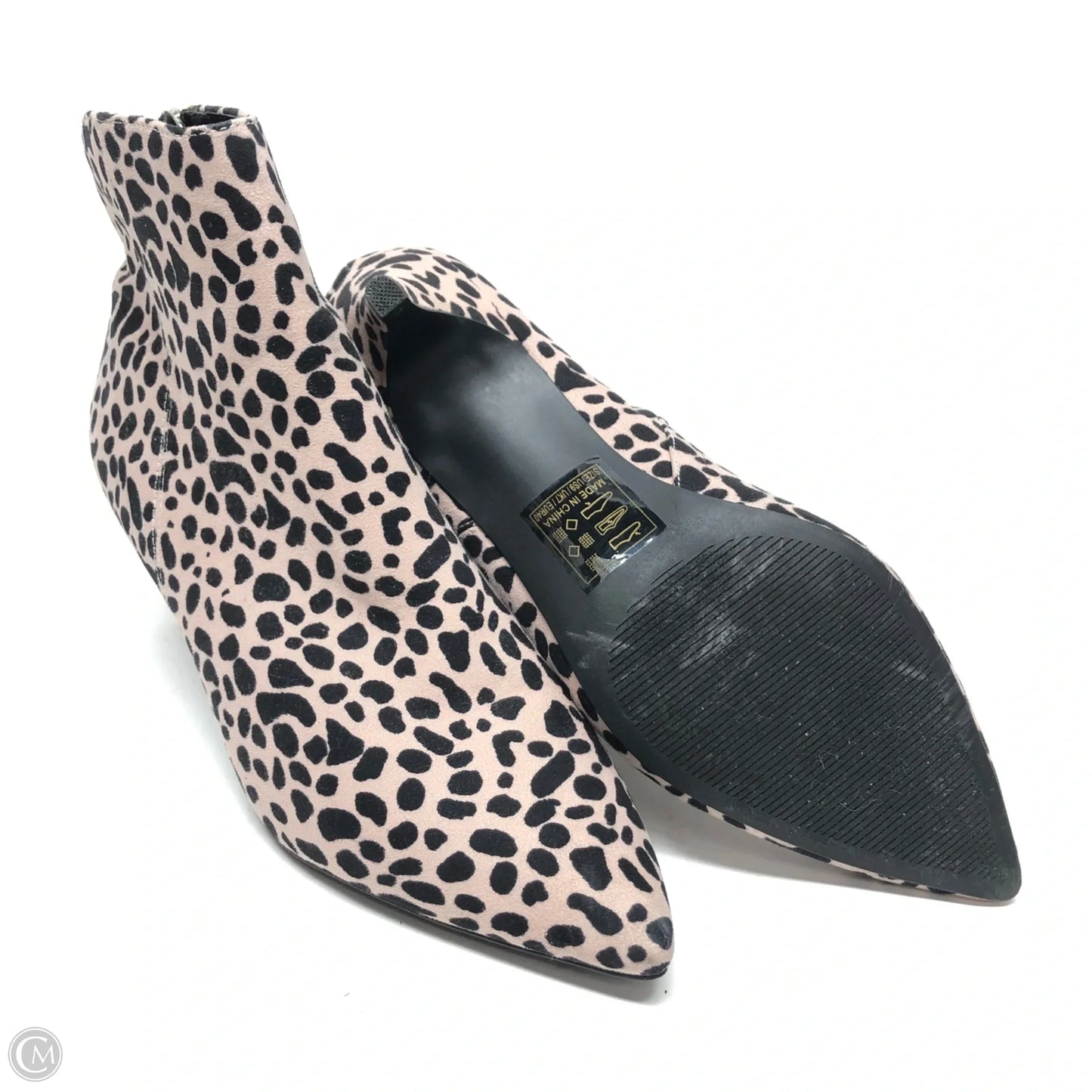 Boots Ankle Heels By Qupid In Black & Tan, Size: 9